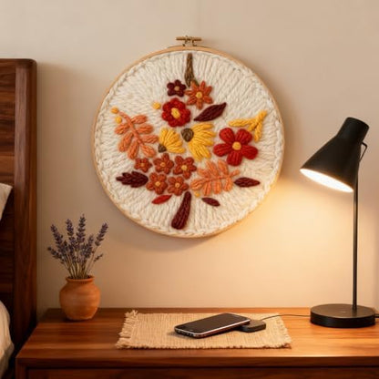 INFUNLY Maple Leaf Punch Needle Kits for Beginners Autumn Thanksgiving Punch Needle Starter Embroidery Set 8.7 Inches Easy for Adults with Instructions Embroidery Hoops and Threader Tools - Image 5