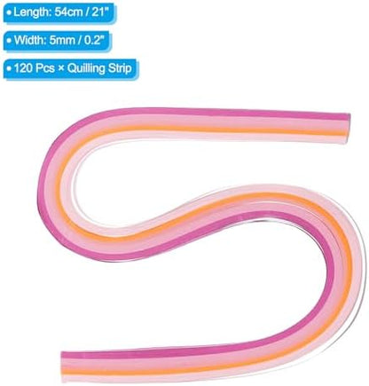 PATIKIL 120pcs Rainbow Quilling Strips Paper 3/16"(5mm) 21" Origami Paper Quilling Strip for Art DIY Hand Craft Christmas, Gradient Pink - Image 2