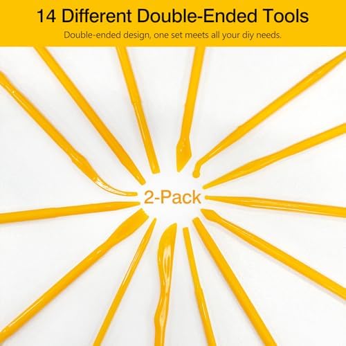 14-Piece Plastic Clay Carving & Modeling Tool Set (2 Sets，28-Piece) – DIY Polymer & Pottery Kit for Beginners - Image 2