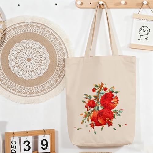 CREAWONDER Canvas Tote Bag Embroidery Kit with Pattern for Beginners, Arts and DIY Embroidery Crafts Kits for Adults, Include Instructions, Embroidery Hoops, Color Threads and Tool - Image 7
