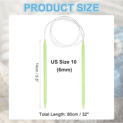 HARFINGTON Size US 10 (6mm) Plastic Circular Knitting Needles 32 Inch(80cm) Round Knitting Needle for Handmade Projects DIY Weave - Image 2