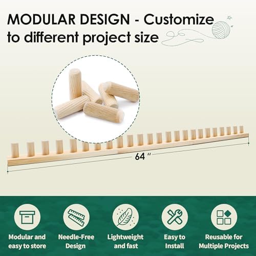 Zlshmoee 64'' Wooden Chunky Blanket Knitting Loom, Chunky Knitting Loom for Blanket Making, Large Adjustable Wood Loom Kit for Bulky Yarn Projects, Scarves, Throws and DIY Blankets - Image 2
