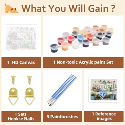 Reivworl Farm Paint by Numbers for Adults Beginner, Farm Paint by Numbers Kits for Adults, Painting by Number Kits for Gifts and Wall Decor 16x20Inch - Image 6