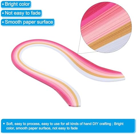 PATIKIL 600pcs Rainbow Quilling Strips Paper 1/8"(3mm) 15" Gradient Pink - Image 3