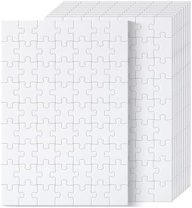 Mr. Pen- Blank Puzzle, 10 Pack, 63 Pieces/Pack, 56" x 8.2", White by MrPen