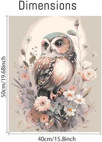 Mrnsiet Owl Paint by Number for Adult Kit, DIY Acrylic Paint by Numbers for Adults Beginner, Owl and Flowers Oil Painting by Number on Canvas for Home Wall Decor 16x20inch - Image 5