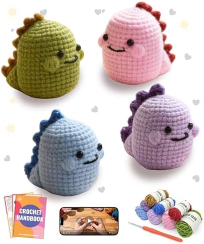 PAITIN Crochet Starter Kit – Easy DIY Craft Set for Adult Beginners, Handmade Yarn Art Project with Video Guidance (Dinosaur) by PAITIN