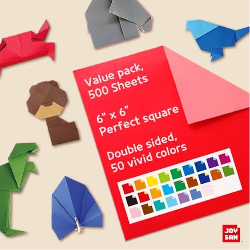 Origami Paper kit for Kids Ages 5-8 8-12, made in Korea, Double sided colored, 500 sheets, 50 Colors, 6x6 Square, DIY art craft projects, easy guide book, QR Video tutorial included - Image 3