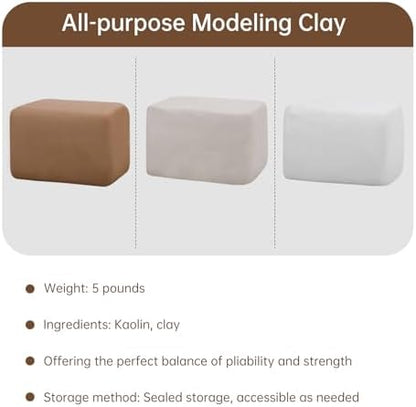 Pottery Clay, Natural Air Dry Clay, 5.5lbs Modeling Clay with Pottery Sculpting Tool Set, All-Purpose Clay Sculpting Kit - Yellow - Image 3