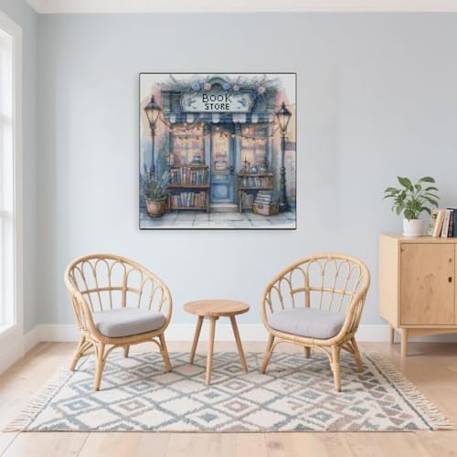 MYBISYMQQ Book Store Cross Stitch Kits for Adults,11CT Stamped Cross Stitch Kits for Beginner,DIY Needlepoint Embroidery Patterns Kits Embroidery Patterns for Home Wall Decor 13.7x13.7 inches - Image 3