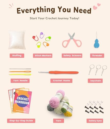 PAITIN Crochet Kit for Beginners Adults, Complete DIY Craft Yarn Kit with Step-by-Step Video Tutorials, Easy Handmade Art Projects Home Decor (Standing Bunny) - Image 4