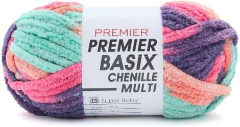 Premier Basix Chenille Brights Yarn, Plush Bulky Chenille Yarn for Crocheting & Hand Knitting, Soft Yarn for Cozy Projects, Chunky Yarn for Hand Knitting, Hummingbird by Premier