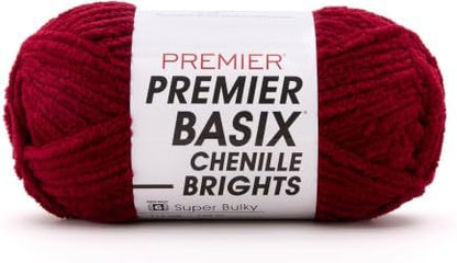 Premier Basix Chenille Brights Yarn, Plush Bulky Chenille Yarn for Crocheting & Hand Knitting, Soft Yarn for Cozy Projects, Chunky Yarn for Hand Knitting, Cranberry by Premier