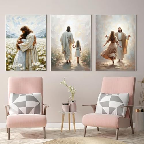 3 Pack Jesus Paint by Numbers Kit for Adults Framed Canvas, Frameworkless - Image 2