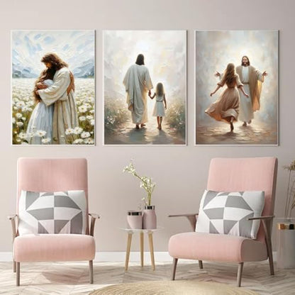 3 Pack Jesus Paint by Numbers Kit for Adults Framed Canvas, Frameworkless - Image 2