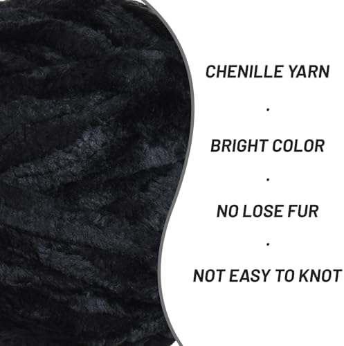 Chenille Velvet Soft Yarn Black 4 Pack - Image 2
