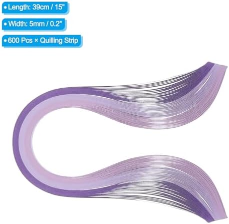 PATIKIL 600pcs Rainbow Quilling Strips Paper 3/16"(5mm) 15" Gradient Purple - Image 2