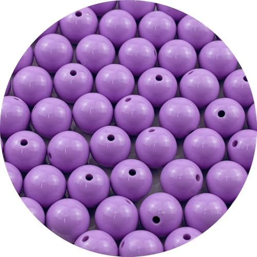60pcs Acrylic Round Beads for Crafts 14mm Resin Candy Color Spacer Beads with Hole for Jewelry Making Sewing Crafts Decoration Necklaces Bracelets Earrings Supplies(Light Purple) by Unknown