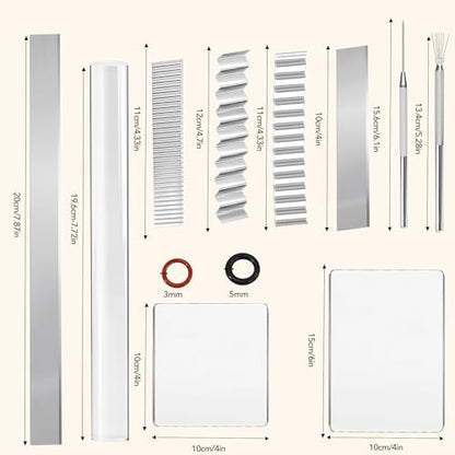 Polymer Clay Cutter Tools, Acrylic Roller Pin, 5 Pieces Flexible Clay Cutters, Ceramic Cutters Slicer Kit Clear Rectangle Sheet Press Board Wire Texture Set Needle Detail Modelling Supplies - Image 2