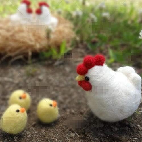 WellieSTR Needle Felting Kit Felt Animals Wool Felting DIY Kit : 1 Hen and 3 Chick - Image 2