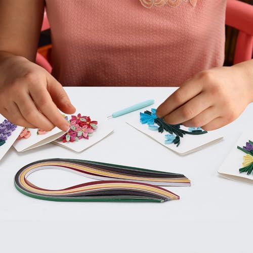 WEBEEDY 20 Sets DIY Flowers Quilling Greeting Card with Paper Quilling Strips Tools,Handmade Paper Card Making Kit DIY Flowers Cards for All Occasions for Birthday,Holiday,New Year's Day - Image 5