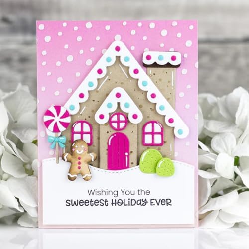 Scrapbooking Die-Cuts, Christmas Metal Cutting Dies for Card Making, Paper Craft Punch Template, Background Embossing Stencils, DIY Album Décor(Christmas Candy House-12.3x14.1cm) - Image 6