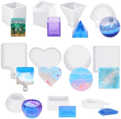 KISREL Resin Molds Kit 12PCS, Epoxy Resin Silicone Molds, Resin Mold by KISREL