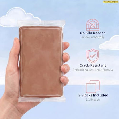 ZEHIQ Air Dry Clay-2.2lb Natural Terracotta Pottery Clay for Craft Projects - Image 2