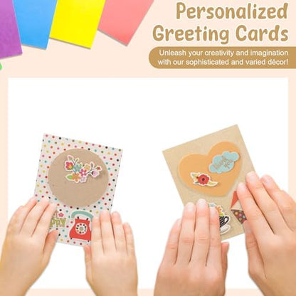 DIY Greeting Card Kits Includes 16 Cards 16 Envelopes with Decoration Accessories Handmade DIY Greeting Card Making Kits Personalized Set for Kids Adults(green) - Image 7