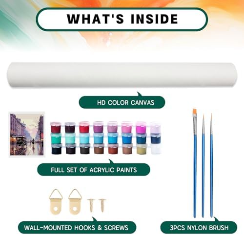 Possoco Paint by Numbers Kit for Adults Beginner, London Street Easy Adult Paint by Number Kits on Canvas, DIY Acrylic Oil Paint by Number for Adults Landscape for Home Decor Gift 16x20 Inch - Image 5