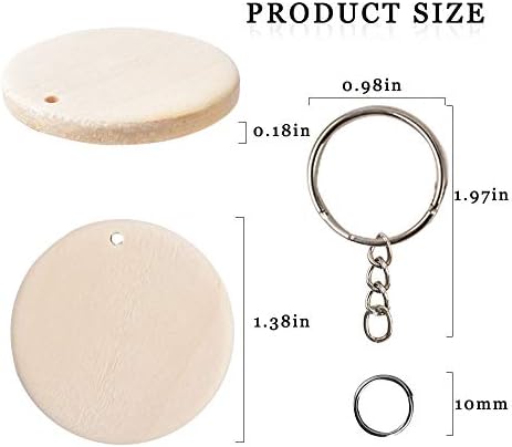 Luckforest 25Pcs Natural Wood Slices, 1.38inch Unfinished Wood Sign, Unfinished Log Discs Wood Keychain Blanks with 25Pcs Key Rings for DIY Crafts Christmas Decorations Ornaments - Image 6