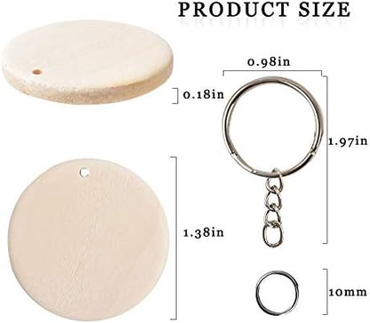 Luckforest 25Pcs Natural Wood Slices, 1.38inch Unfinished Wood Sign, Unfinished Log Discs Wood Keychain Blanks with 25Pcs Key Rings for DIY Crafts Christmas Decorations Ornaments - Image 6