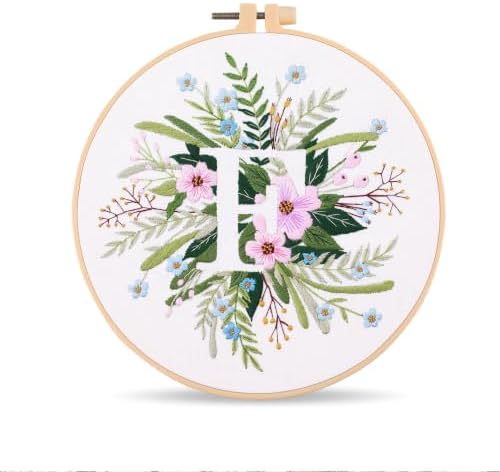 Harimau Letter F Pattern Embroidery Kit for Adult Beginners, Complete Starter Pack with 1 Hoop, Needles, Instruction Guide & Embroidery Stitch Video Tutorials by Unknown