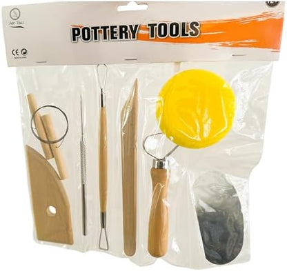 Evwoge 8-Piece Pottery Tool Set, Wooden Clay Sculpting Tools with Sponge, Wire Cutter and Modeling Tools for Ceramics - Image 7