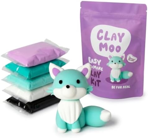 Arctic Fox Clay Kit – Air Dry Foam Clay Craft for Adults & Teens by Claymoo