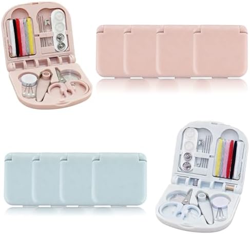 Reroon 8 Pack Mini Travel Sewing Kit for Adult & Kid | Portable Sewing Box Kit Bulk | Small Emergency Repair Set with Thread Scissors Needle for Travel, Beginner DIY Handcraft | Pink + Blue by Unknown
