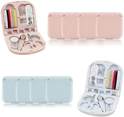 Reroon 8 Pack Mini Travel Sewing Kit for Adult & Kid | Portable Sewing Box Kit Bulk | Small Emergency Repair Set with Thread Scissors Needle for Travel, Beginner DIY Handcraft | Pink + Blue by Unknown