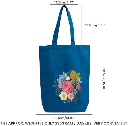 CREAWONDER Canvas Tote Bag Embroidery Kit with Pattern for Beginners, Arts and DIY Embroidery Crafts Kits for Adults, Include Instructions, Embroidery Hoops, Color Threads and Tool - Image 6