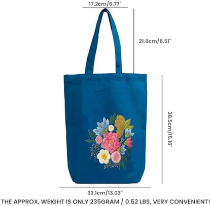 CREAWONDER Canvas Tote Bag Embroidery Kit with Pattern for Beginners, Arts and DIY Embroidery Crafts Kits for Adults, Include Instructions, Embroidery Hoops, Color Threads and Tool - Image 6
