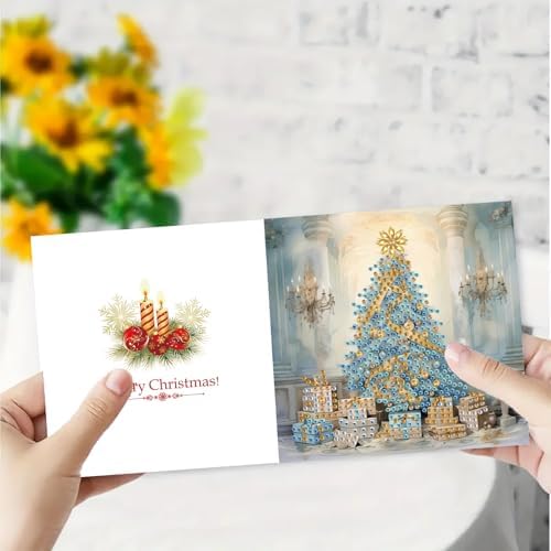 DIY Diamond Greeting Cards Set, 5D DIY Diamond Art Painting Festival Style Greeting Card, DIY Christmas Card Making Kits for Family Friends Handmade Gift-#05-6PC Christmas - Image 4