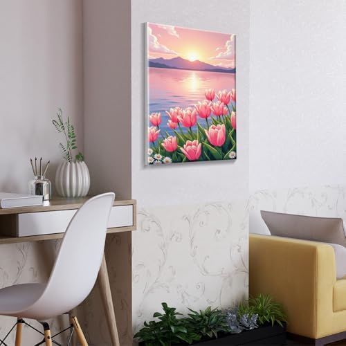 ATDMS Flowers Paint by Numbers Kit for Adults with Frame 8x12 Inch - Image 7