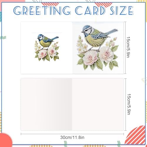 jinglinhh 12pcs Diamond Art Painting Bluebird Flower and Bird Nest Greeting Cards with Envelopes, DIY Card Making Kits for Adults, Diamond Art Postcards Christmas Cards Craft Gifts - Image 2