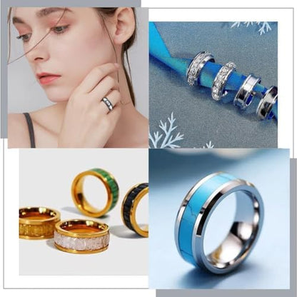 SUNNYCLUE 1 Box 12Pcs Stainless Steel Ring Blanks US Size 7 Grooved Finger Rings Blue Black Golden Ring Core Blank Ring Cores Round Groove Empty Inlay Ring Blanks for Resin Crafts Jewelry Making Kits - Image 5