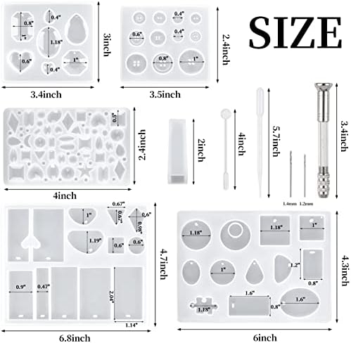 Suhome 73 Pack Resin Earring Mold Jewelry Silicone Resin Molds Making Kits Including Earring, Pendant, Bracelet, Necklace, Button Silicone Casting Molds for Beginners - Image 3