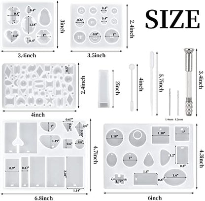 Suhome 73 Pack Resin Earring Mold Jewelry Silicone Resin Molds Making Kits Including Earring, Pendant, Bracelet, Necklace, Button Silicone Casting Molds for Beginners - Image 3