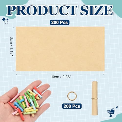MECCANIXITY 120Pcs Message Paper Scrolls 3x6cm Lucky Wishing Khaki - Image 2