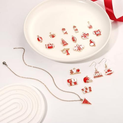 3000PCS+ Game Day Beads Charms for Bracelets Necklace Making Clay Beads Football Charms for Game Day Bracelets Necklace Making DIY Crafts (Red White) - Image 3