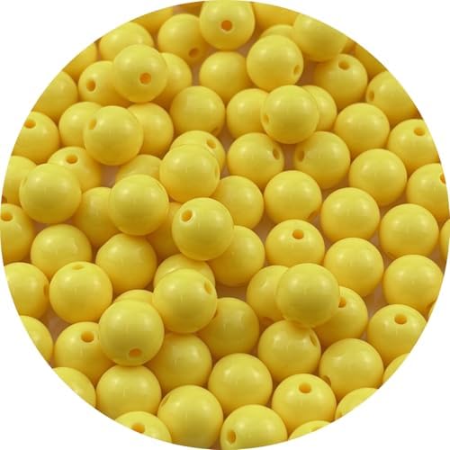 100pcs Acrylic Round Beads for Crafts 12mm Resin Candy Color Spacer Beads with Hole for Jewelry Making Sewing Crafts Decoration Necklaces Bracelets Earrings Supplies(Yellow) by Unknown