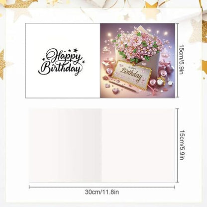 6 Pcs Diamond Painting Greeting Cards Kit Birthday Hydrangea Rose Flower with Envelopes, 5D DIY Special Shaped Rhinestone Art Card Making Kits for Adults, Holiday Blessing Postcards Craft Gifts - Image 5