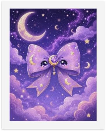 Lyngora Paint by Numbers Kit for Adults Beginner Art Decor Purple Moon Bow by Unknown